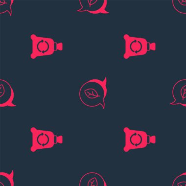 Set Garbage bag with recycle and Leaf Eco symbol on seamless pattern. Vector