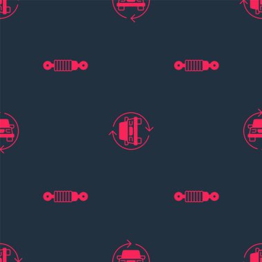 Set Shock absorber and Car service on seamless pattern. Vector