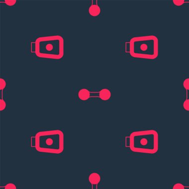 Set Boxing training paws and Dumbbell on seamless pattern. Vector