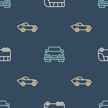 Otobüs, araba ve kusursuz desen ayarlayın. Vektör