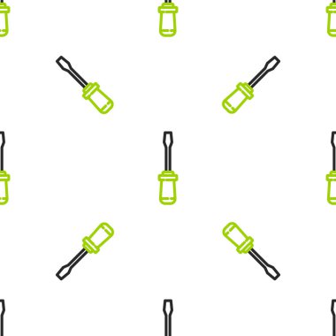 Line Screwdriver icon isolated seamless pattern on white background. Service tool symbol.  Vector Illustration.