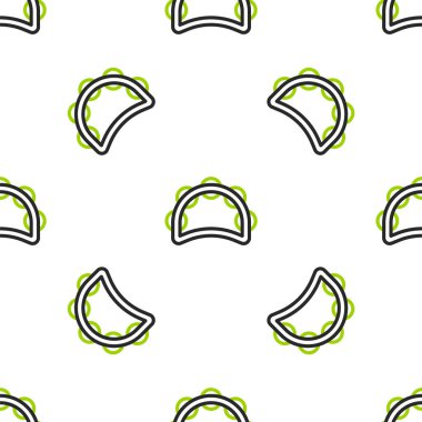 Çizgi müzik aleti perküsyon tef, metal plaka ikonu beyaz arka planda izole edilmiş pürüzsüz desen. Vektör