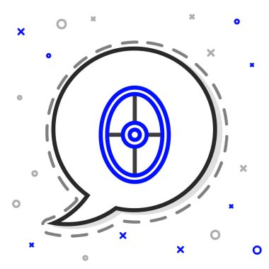 Beyaz arka planda Yunan süs ikonu olan Yunan kalkanı. Renkli taslak konsepti. Vektör