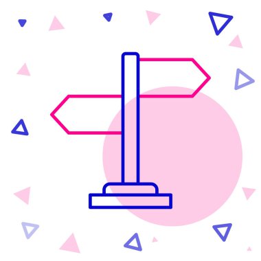 Line Road trafik tabelası. Beyaz arkaplanda sinyal simgesi izole edildi. İşaretçi sembolü. İzole sokak bilgi levhası. Yön tabelası. Renkli taslak konsepti. Vektör