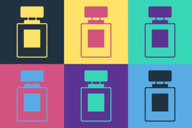 Pop Art Parfüm ikonu renk arkaplanında izole edilmiş. Vektör