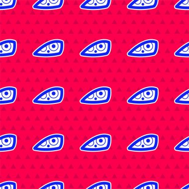Blue Car headlight icon isolated seamless pattern on red background.  Vector