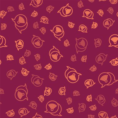 Kahverengi çizgi Wi-Fi kablosuz internet ağ sembolü simgesi kırmızı arkaplanda izole edilmiş. Vektör