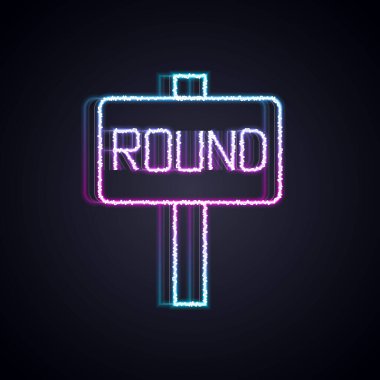 Parlayan neon çizgisi boks şeması simgesi siyah arkaplanda izole edildi. Vektör