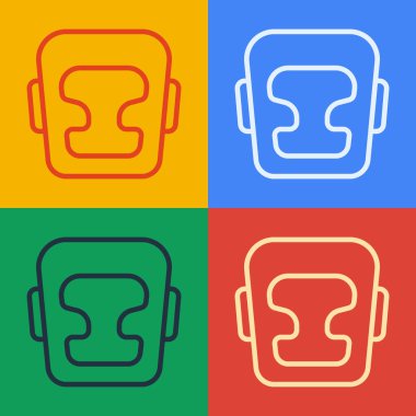 Pop sanat çizgisi boks başlığı simgesi renk arkaplanda izole edildi. Vektör