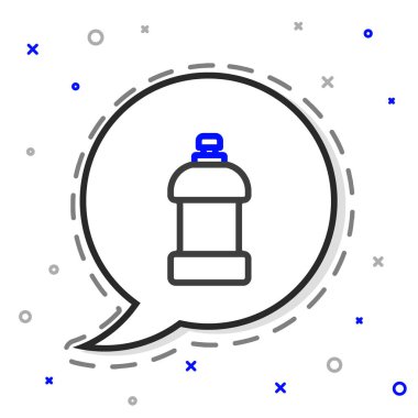 Çamaşır deterjanı, çamaşır suyu, bulaşık deterjanı ya da beyaz arka planda izole edilmiş başka bir temizlik malzemesi için çizgi plastik şişe. Renkli taslak konsepti. Vektör.