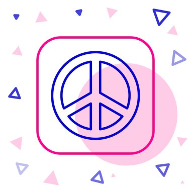 Beyaz arkaplanda çizgi barış simgesi izole edildi. Hippi barış sembolü. Renkli taslak konsepti. Vektör