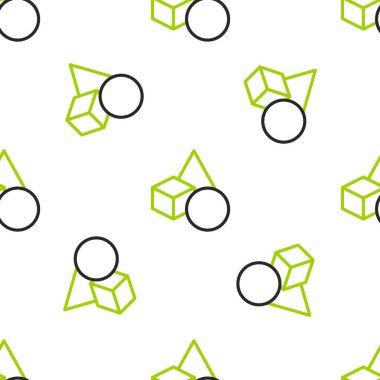 Çizgi Temel geometrik şekiller simge izole edilmiş beyaz arkaplan üzerinde kusursuz desen. Vektör