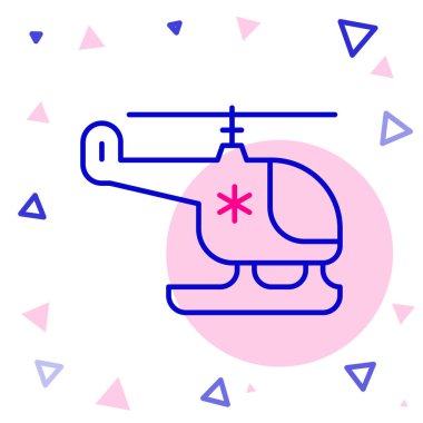 Kurtarma helikopteri simgesi beyaz arkaplanda izole edildi. Ambulans helikopteri. Renkli taslak konsepti. Vektör