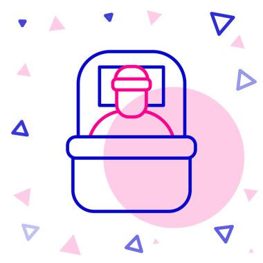 Beyaz arkaplanda uyku tulumu simgesi izole edildi. Renkli taslak konsepti. Vektör