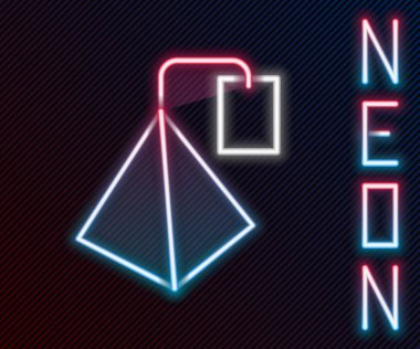 Parlayan neon hattı çay poşeti simgesi siyah arkaplanda izole edildi. Renkli taslak konsepti. Vektör