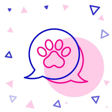 Çizgi Paw yazdırma simgesi beyaz arkaplanda izole edildi. Köpek ya da kedi pençesi izi. Hayvan izleri. Renkli taslak konsepti. Vektör