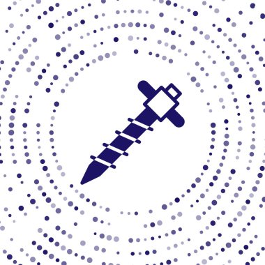 Blue Construction jackhammer icon isolated on white background. Abstract circle random dots. Vector