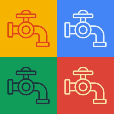 Pop Art Line Su musluğu simgesi renk arkaplanında izole edildi. Vektör.