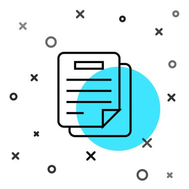 Black line Document icon isolated on white background. File icon. Checklist icon. Business concept. Random dynamic shapes. Vector.