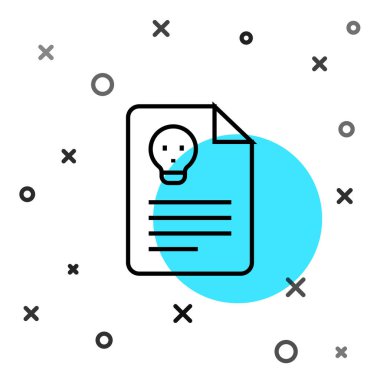 Black line Radiation warning document icon isolated on white background. Text file. Random dynamic shapes. Vector