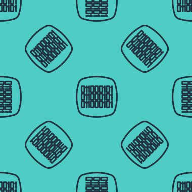 Siyah çizgi ikili kod simgesi yeşil arkaplandaki kusursuz deseni izole etti. Vektör