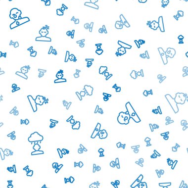 Set line Depression and frustration, Tear cry eye and Dreams on seamless pattern. Vector