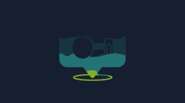 Yellow Boxing glove icon isolated on blue background. 4K Video motion graphic animation.