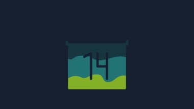 Yellow Calendar icon isolated on blue background. Event reminder symbol. 4K Video motion graphic animation.