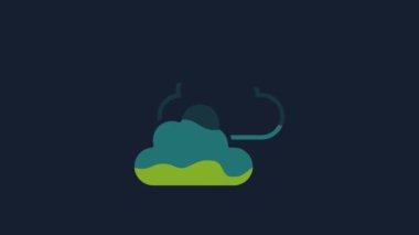 Yellow Cloudy weather icon isolated on blue background. 4K Video motion graphic animation.