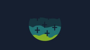 Yellow Full moon icon isolated on blue background. Cloudy night sign. Sleep dreams symbol. Night or bed time sign. 4K Video motion graphic animation.