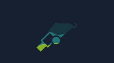 Yellow Telescope icon isolated on blue background. Scientific tool. Education and astronomy element, spyglass and study stars. 4K Video motion graphic animation.