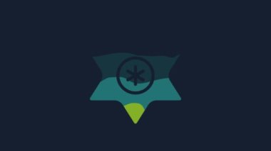 Yellow Falling star icon isolated on blue background. Meteoroid, meteorite, comet, asteroid, star icon. 4K Video motion graphic animation.