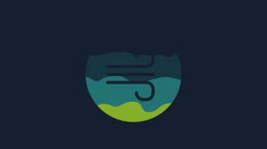 Yellow Windy weather icon isolated on blue background. Cloud and wind. 4K Video motion graphic animation.