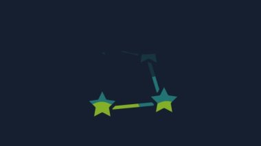Yellow Star constellation zodiac icon isolated on blue background. 4K Video motion graphic animation.