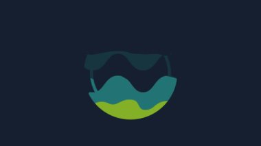 Yellow Planet icon isolated on blue background. 4K Video motion graphic animation.