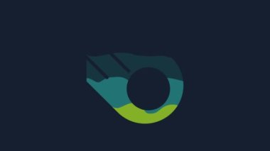 Yellow Comet falling down fast icon isolated on blue background. 4K Video motion graphic animation.