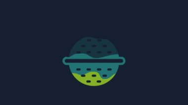 Yellow Ball tea strainer icon isolated on blue background. 4K Video motion graphic animation.
