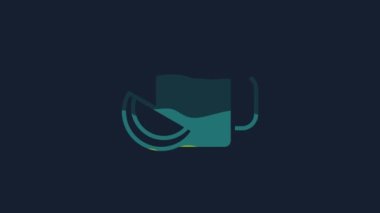 Yellow Cup of tea with lemon icon isolated on blue background. 4K Video motion graphic animation.