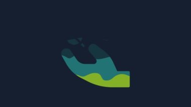 Yellow Tea leaf in hand icon isolated on blue background. Tea leaves. 4K Video motion graphic animation.