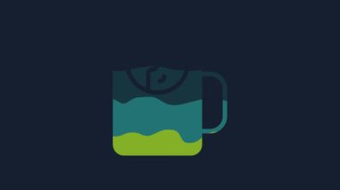 Yellow Tea time icon isolated on blue background. 4K Video motion graphic animation.