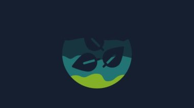 Yellow Tea leaf icon isolated on blue background. Tea leaves. 4K Video motion graphic animation.