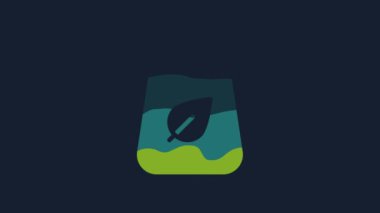 Yellow Tea packaging icon isolated on blue background. Paper bag with tea. 4K Video motion graphic animation.
