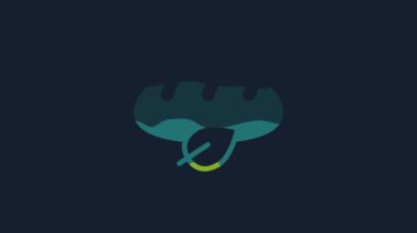Yellow Vegan bread loaf icon isolated on blue background. 4K Video motion graphic animation.