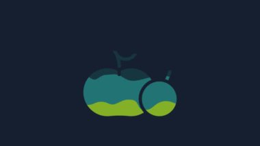 Yellow Apple icon isolated on blue background. Excess weight. Healthy diet menu. Fitness diet apple. 4K Video motion graphic animation.