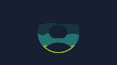 Yellow Apple icon isolated on blue background. Excess weight. Healthy diet menu. Fitness diet apple. 4K Video motion graphic animation.