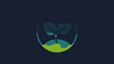 Yellow Sprout icon isolated on blue background. Seed and seedling. Leaves sign. Leaf nature. 4K Video motion graphic animation.