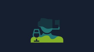 Yellow Alcoholism, or alcohol use disorder icon isolated on blue background. 4K Video motion graphic animation.