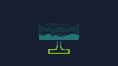 Yellow Encephalogram icon isolated on blue background. Electrical activity. 4K Video motion graphic animation.