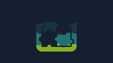 Yellow Solution to the problem in psychology icon isolated on blue background. Puzzle. Therapy for mental health. 4K Video motion graphic animation.