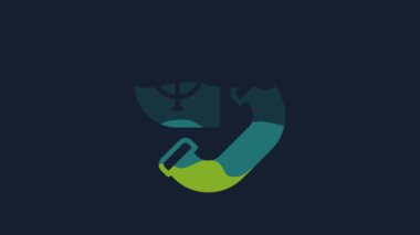 Yellow Online psychological counseling distance icon isolated on blue background. Psychotherapy, psychological help, psychiatrist online consulting. 4K Video motion graphic animation.